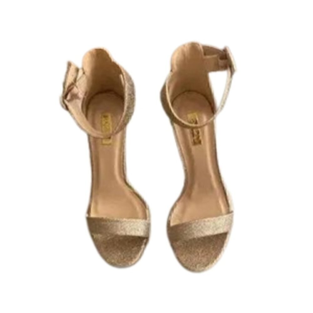 Qupid Block Heel Sandals Lucite Champagne Gold Gl… - image 3